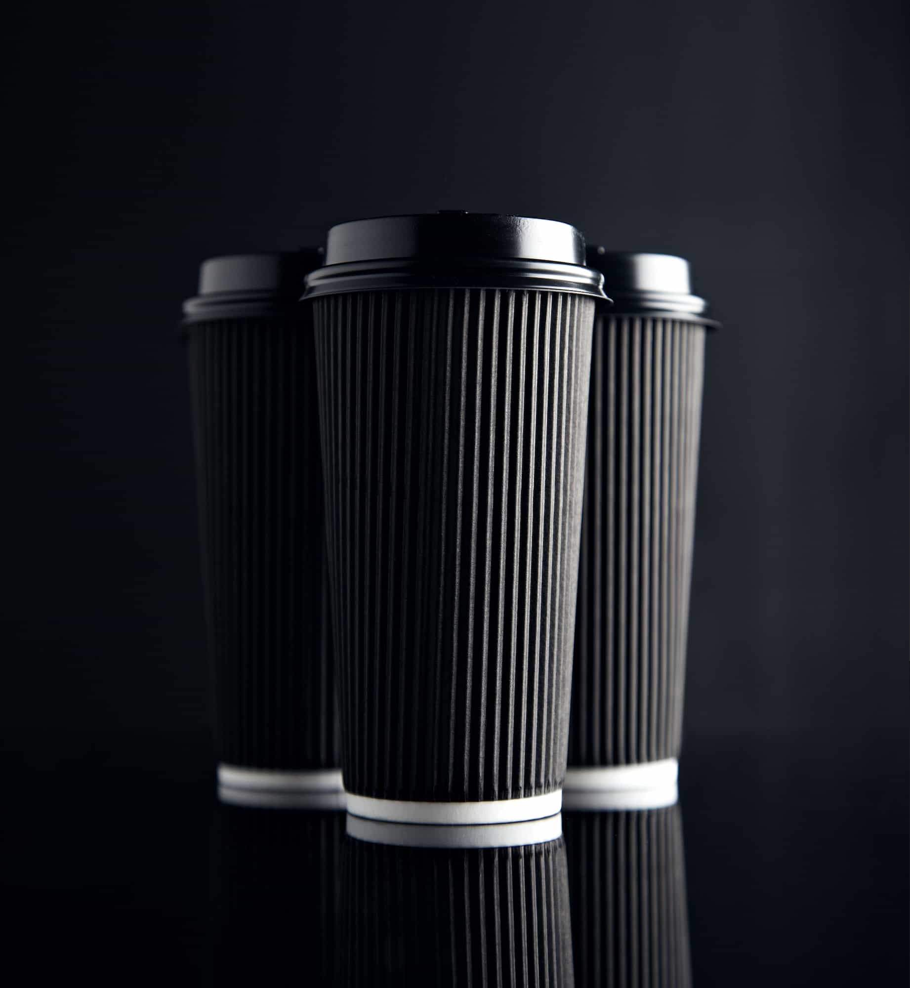 black luxury take away paper cups set mirrored 2